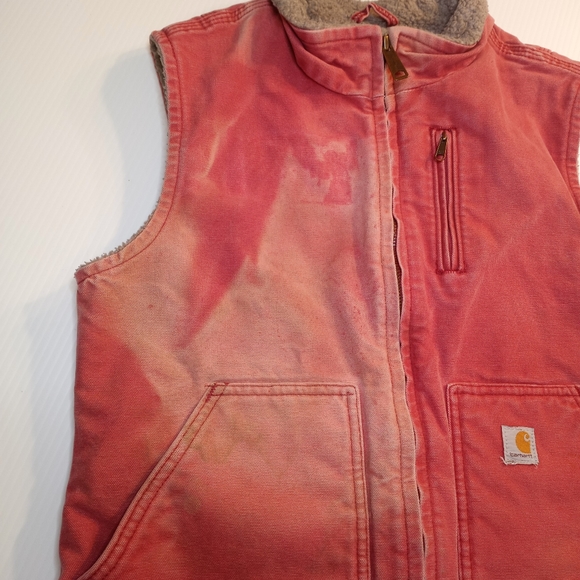 Carhartt Jackets & Coats Pink Carhartt Vest Sherpa Lined Sz Small Poshmark